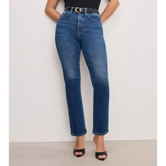 Good American Blue Straight Leg Jeans - Picture 3 of 8